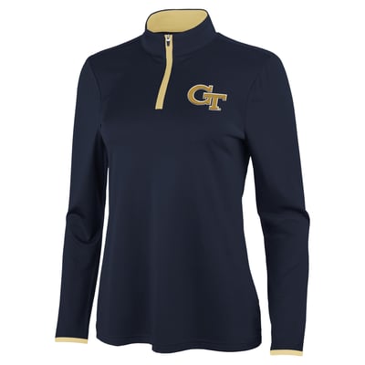 Georgia Tech Yellow Jackets Antigua Women's Brink Quarter-Zip Pullover - Navy/Gold