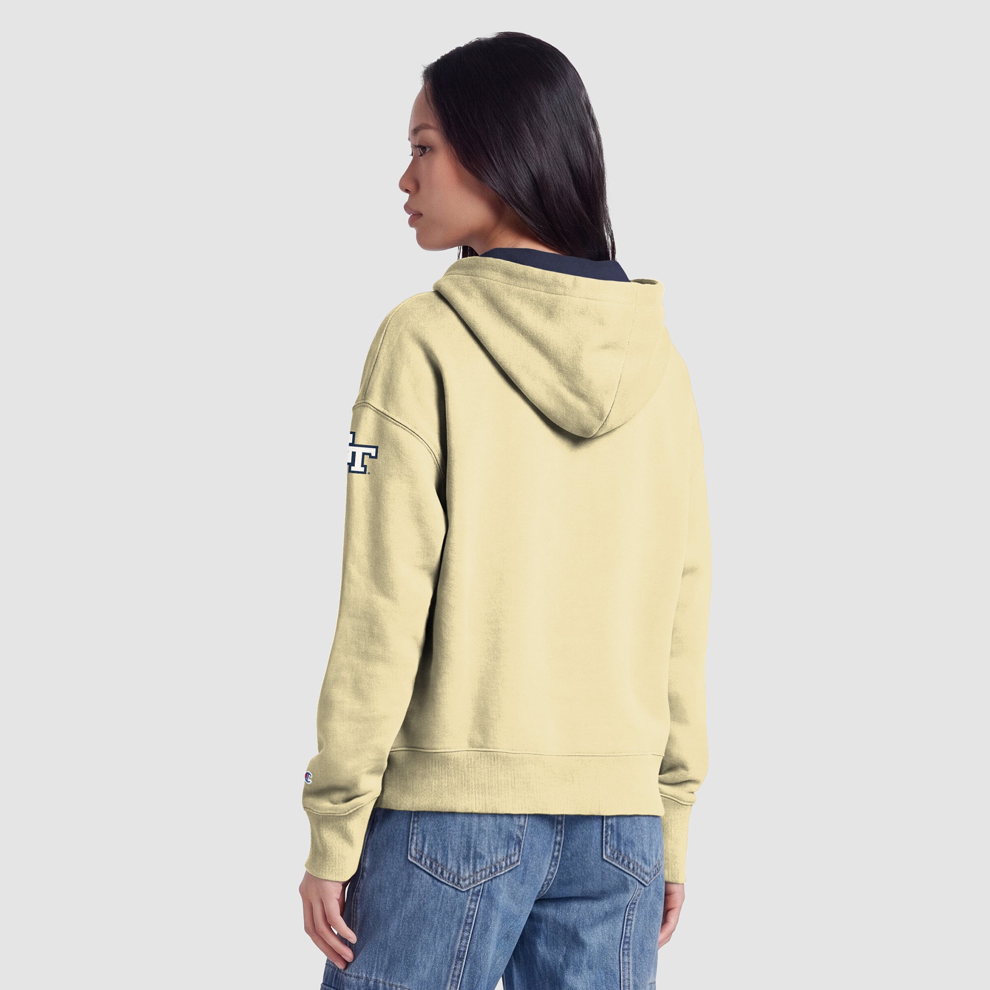 Sweat à capuche zippé en polaire Champion Gold Georgia Tech Yellow Jackets Arch pour femme