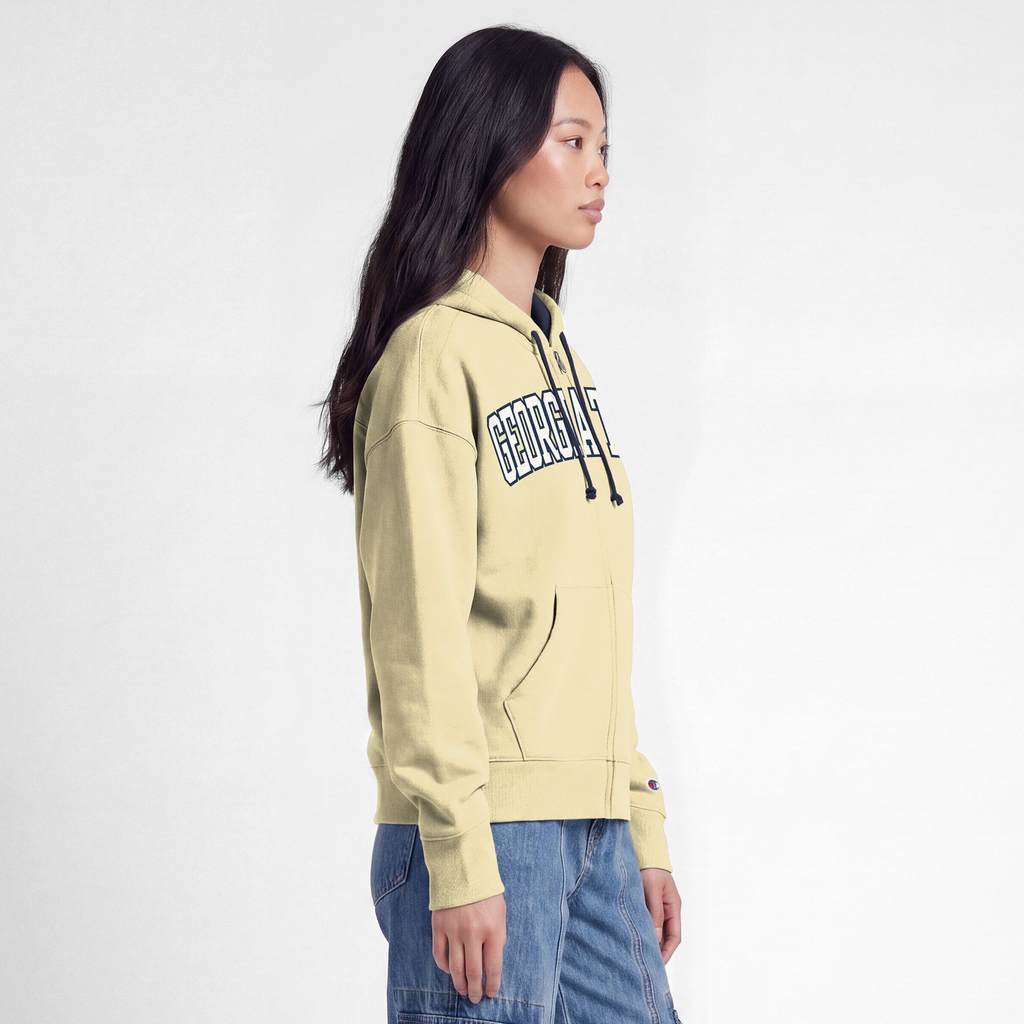 Sweat à capuche zippé en polaire Champion Gold Georgia Tech Yellow Jackets Arch pour femme