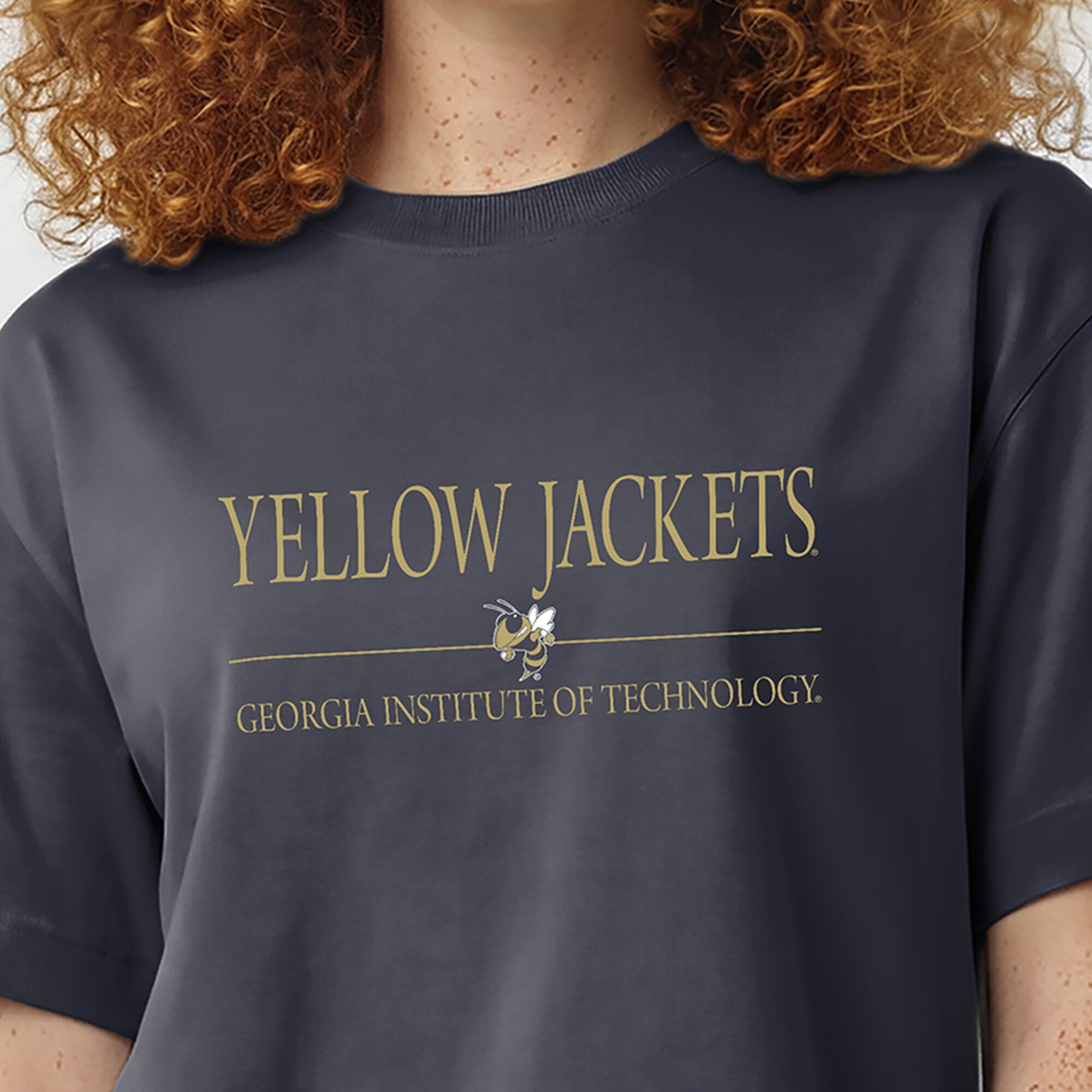 Women's Champion Navy Georgia Tech Yellow Jackets Waist Length Wordmark T-Shirt