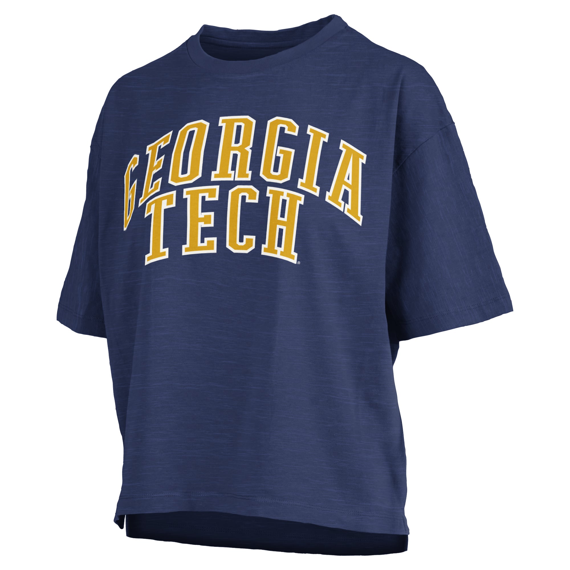 Women's Pressbox Navy Georgia Tech Yellow Jackets Oversized Nelson Arch Over Logo Slub T-Shirt