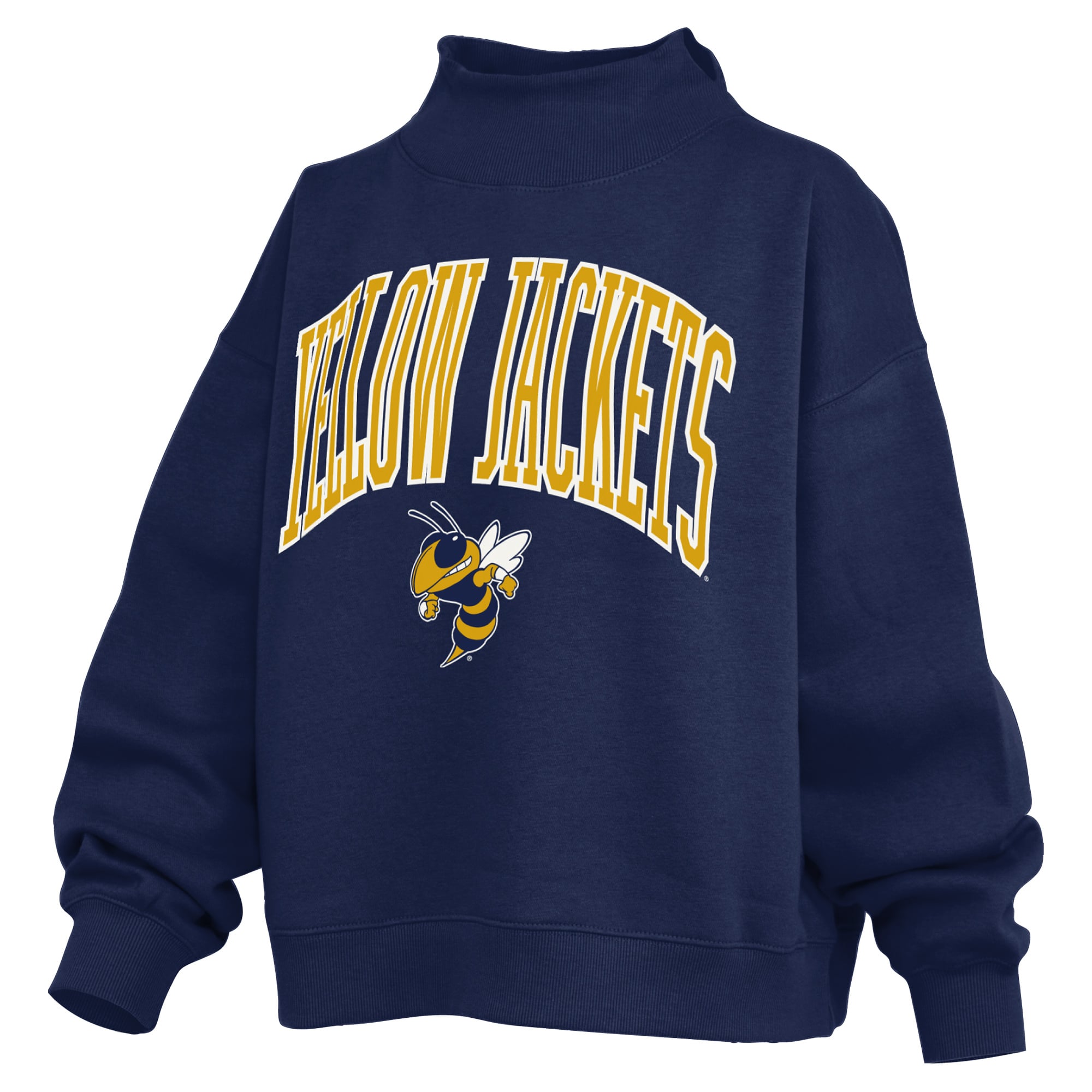 Sweat-shirt à col montant oversize en polaire avec slogan, bleu marine, Georgia Tech Yellow Jackets, pour femme, Pressbox