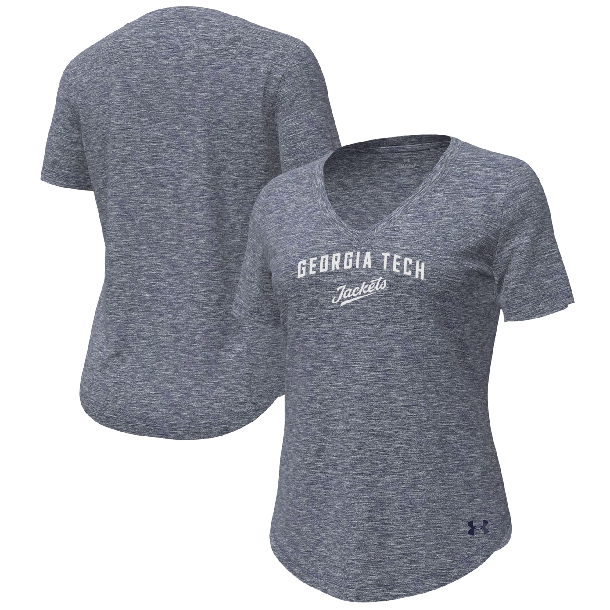 Women's Under Armour Heather Navy Georgia Tech Yellow Jackets Breezy V-Neck T-Shirt