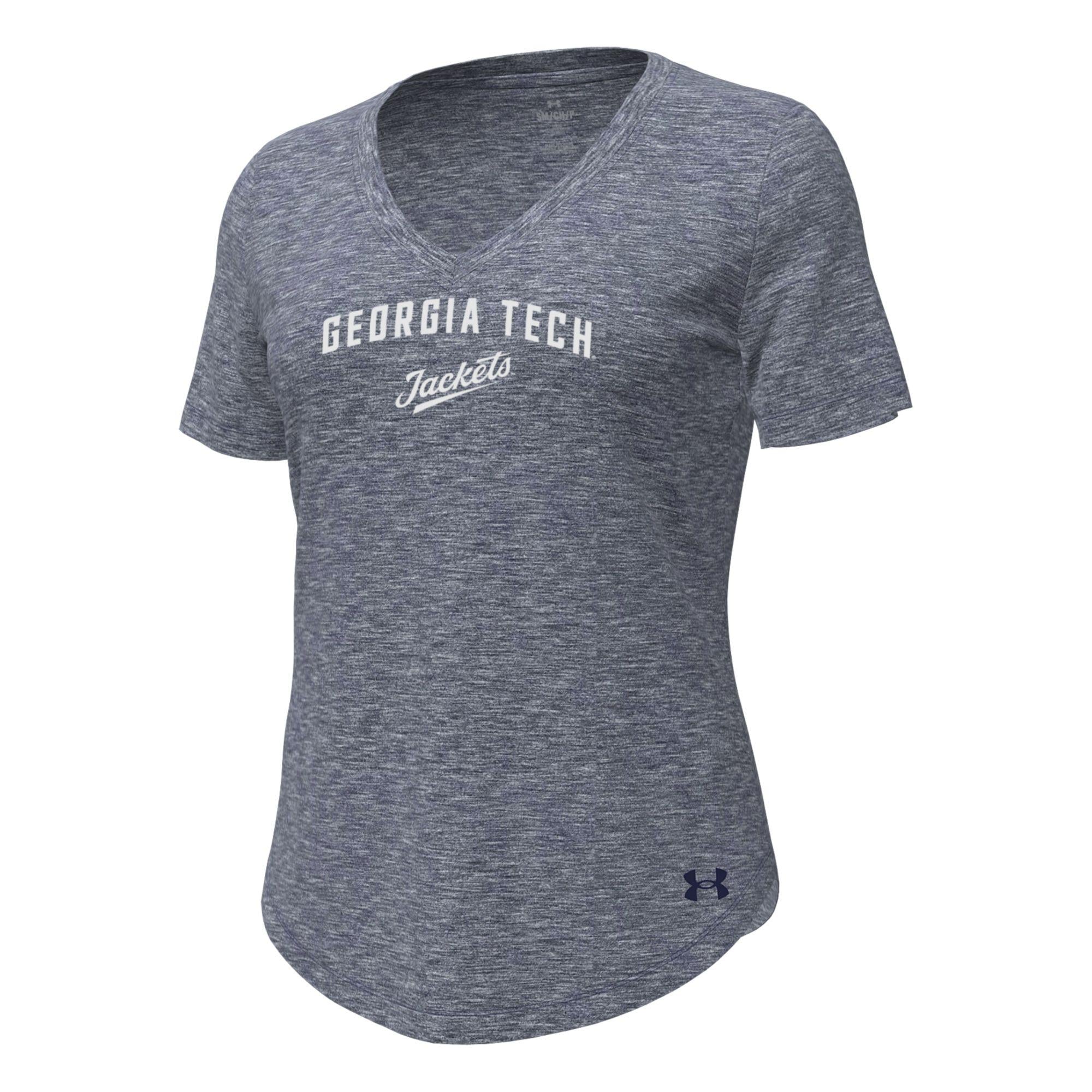 Women's Under Armour Heather Navy Georgia Tech Yellow Jackets Breezy V-Neck T-Shirt
