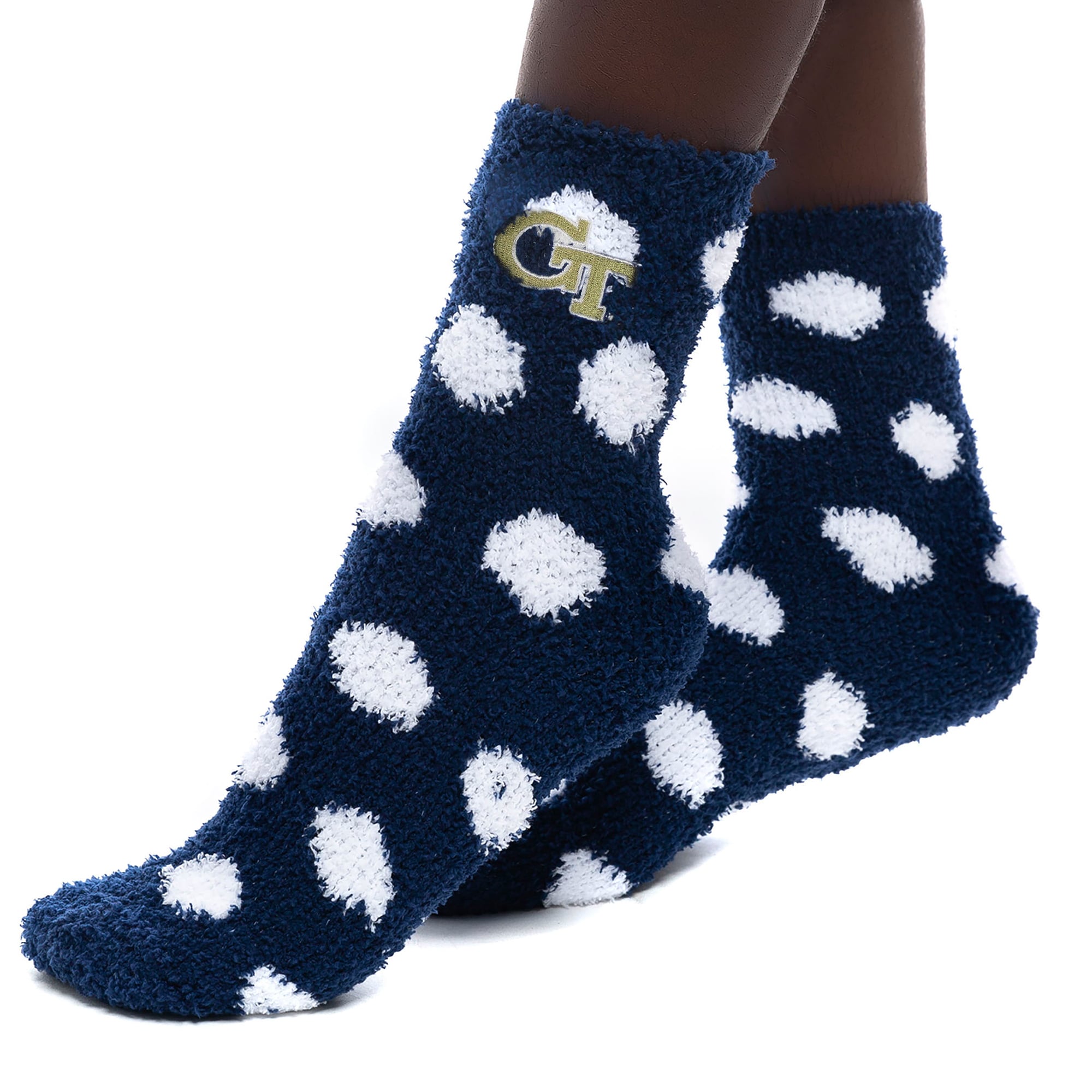ZooZatz Georgia Tech Vestes jaunes pour femmes Chaussettes à pois en peluche