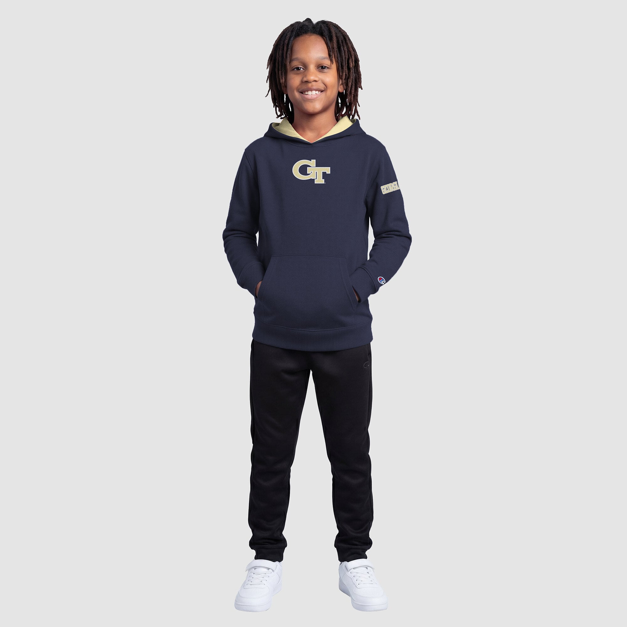 Youth Champion  Navy Georgia Tech Yellow Jackets Fleece Hoodie