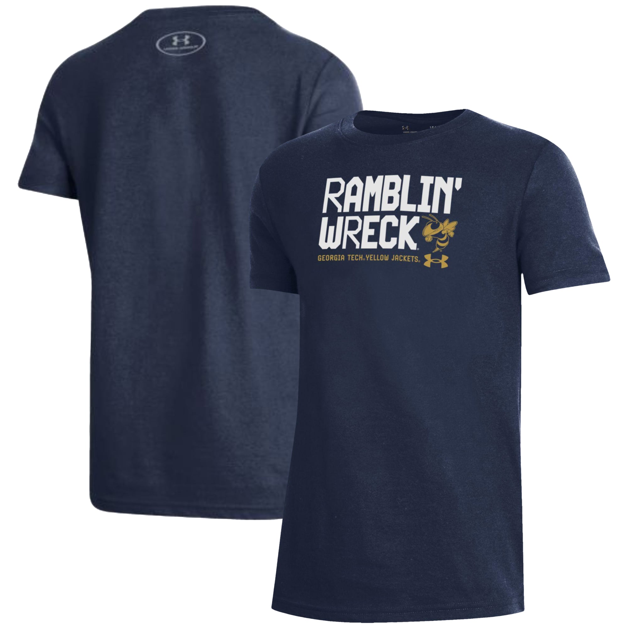 Youth Under Armour Navy Georgia Tech Yellow Jackets Performance Cotton T-Shirt