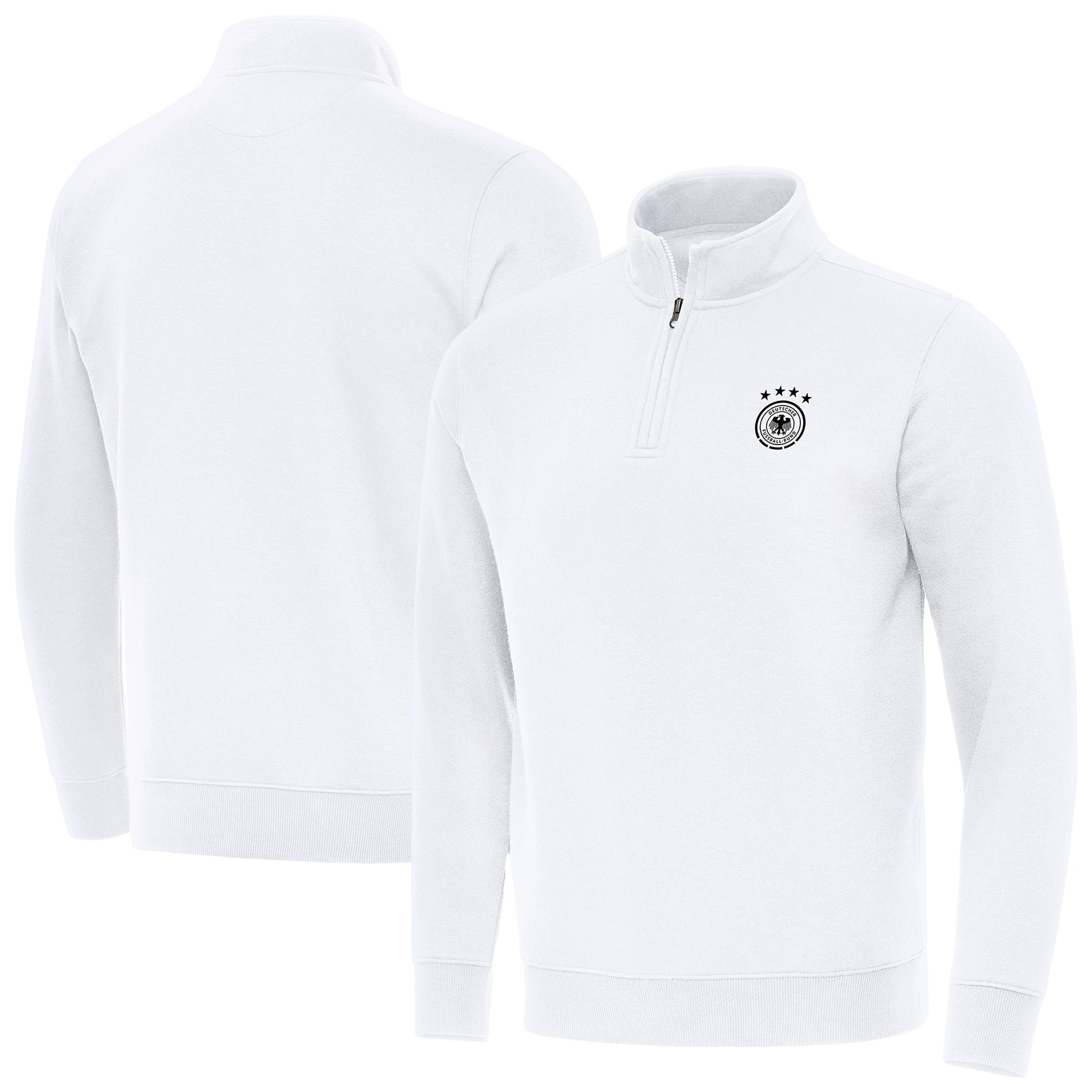 Germany National Team Antigua Landslide Quarter Zip Pullover White Germany National Team Antigua Landslide Quarter Zip Pullover White