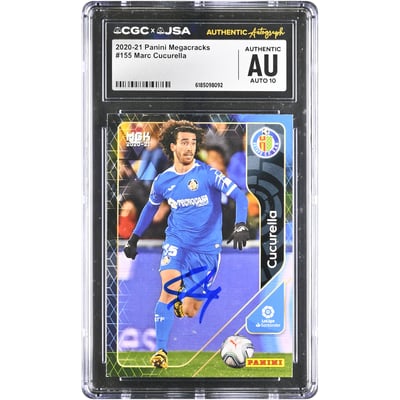 Carte autographiée Marc Cucurella Getafe CF 2020-21 Panini Megacracks #155 authentifiée CGC AUTO 10