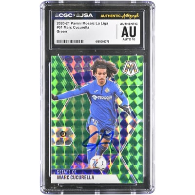 Carte autographiée Marc Cucurella Getafe CF 2020-21 Panini Mosaic La Liga Verte n° 61, authentifiée CGC AUTO 10