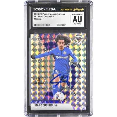 Carte autographiée Marc Cucurella Getafe CF 2020-21 Panini Mosaic La Liga Mosaic n° 61, authentifiée CGC AUTO 10