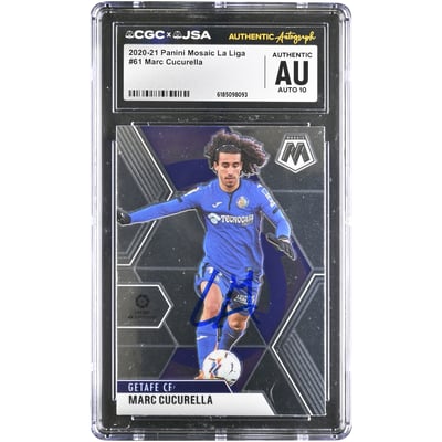 Carte autographiée Marc Cucurella Getafe CF 2020-21 Panini Mosaic La Liga #61 authentifiée CGC AUTO 10