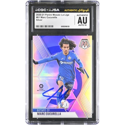 Carte autographiée Marc Cucurella Getafe CF 2020-21 Panini Mosaic La Liga Silver #61 authentifiée CGC AUTO 10