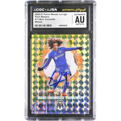 Carte autographiée Marc Cucurella Getafe CF 2020-21 Panini Mosaic Pitch Masters Mosaic #13 authentifiée CGC AUTO 10