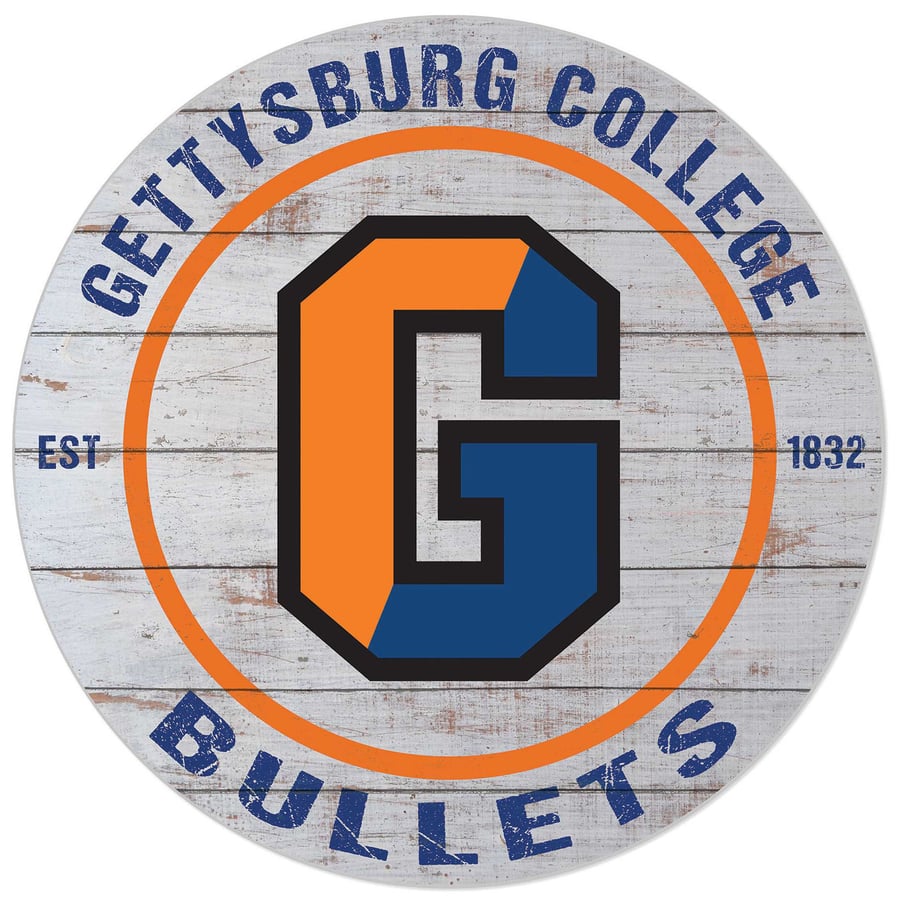 Bullet Lettering Sign White Gettysburg Bullets 20'' x 20'' Indoor/Outdoor Weathered Circle Sign