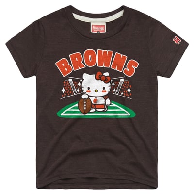 Cleveland Browns x Hello Kitty Homage Girls Youth Tri-Blend T-Shirt - Brown