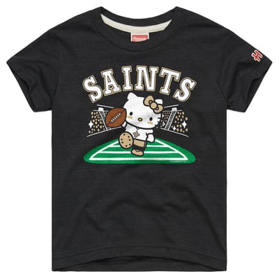 New Orleans Saints x Hello Kitty Homage Girls Youth Tri-Blend T-Shirt - Charcoal