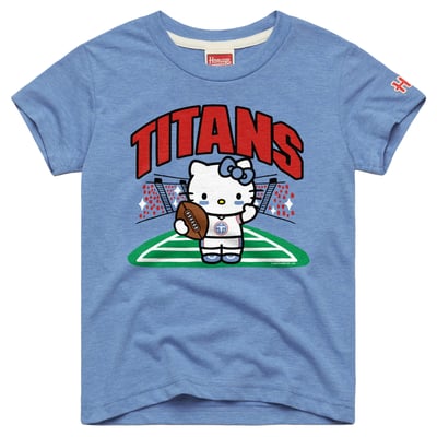 Tennessee Titans x Hello Kitty Homage Girls Youth Tri-Blend T-Shirt - Light Blue