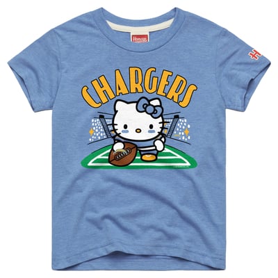 Los Angeles Chargers x Hello Kitty Homage Girls Youth Tri-Blend T-Shirt - Powder Blue