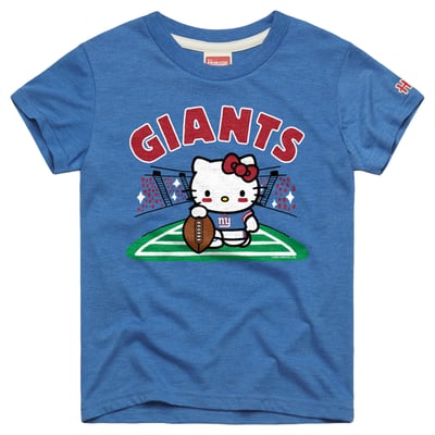 New York Giants x Hello Kitty Homage Girls Youth Tri-Blend T-Shirt - Royal