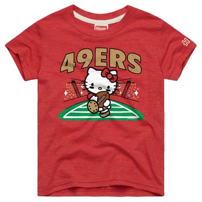 San Francisco 49ers x Hello Kitty Homage Girls Youth Tri-Blend T-Shirt - Scarlet