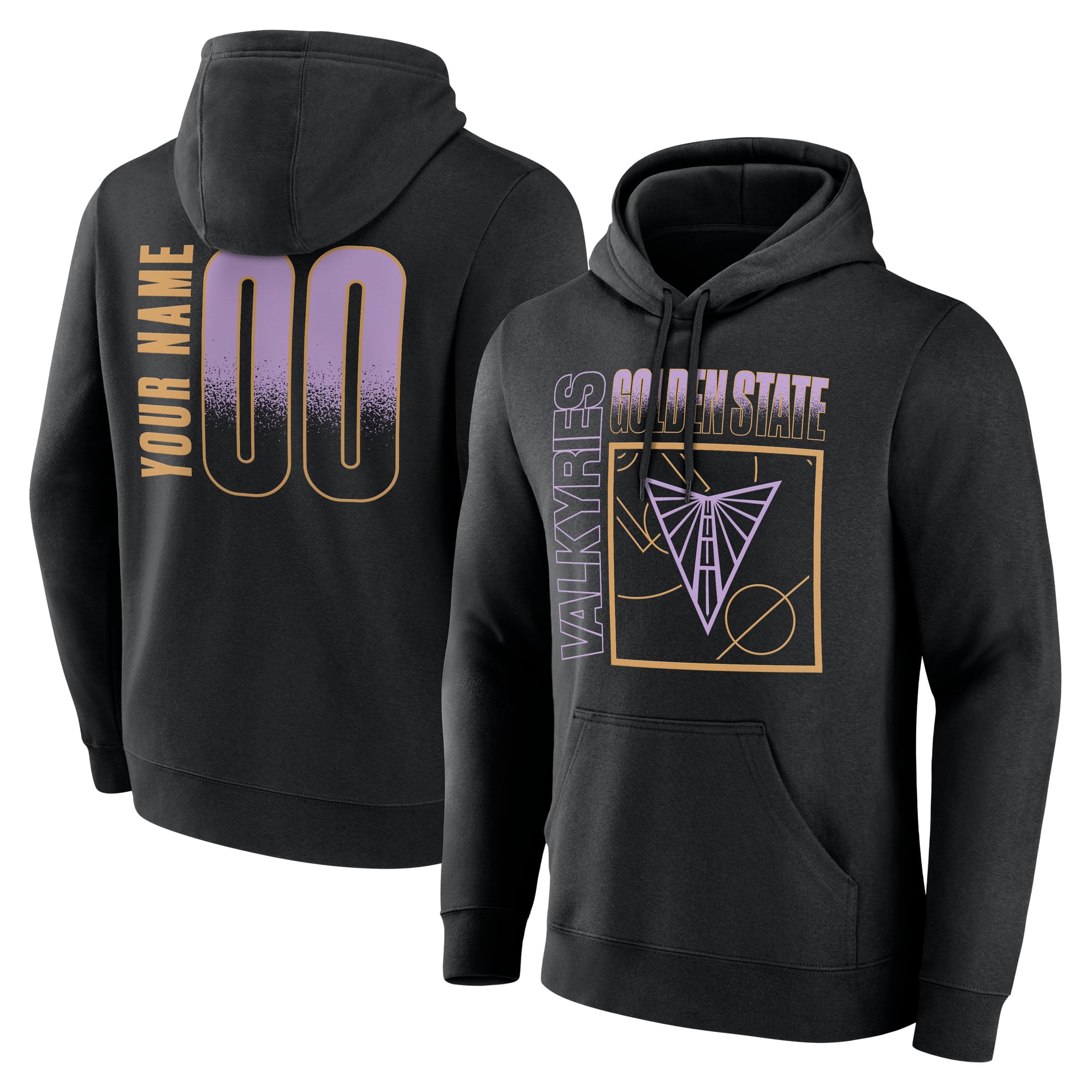 Sweat à capuche personnalisé avec nom et numéro Golden State Valkyries Home Court Pop, noir éclipse, pour homme