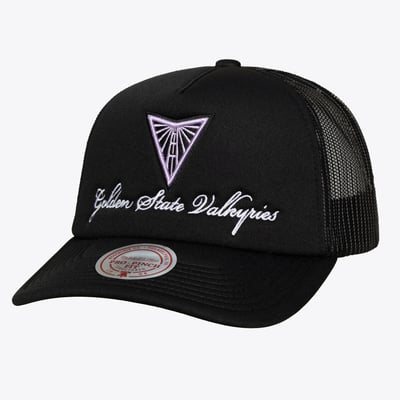 Golden State Valkyries Mitchell & Ness Unisex Script Pro Pinch Adjustable Trucker Hat - Black