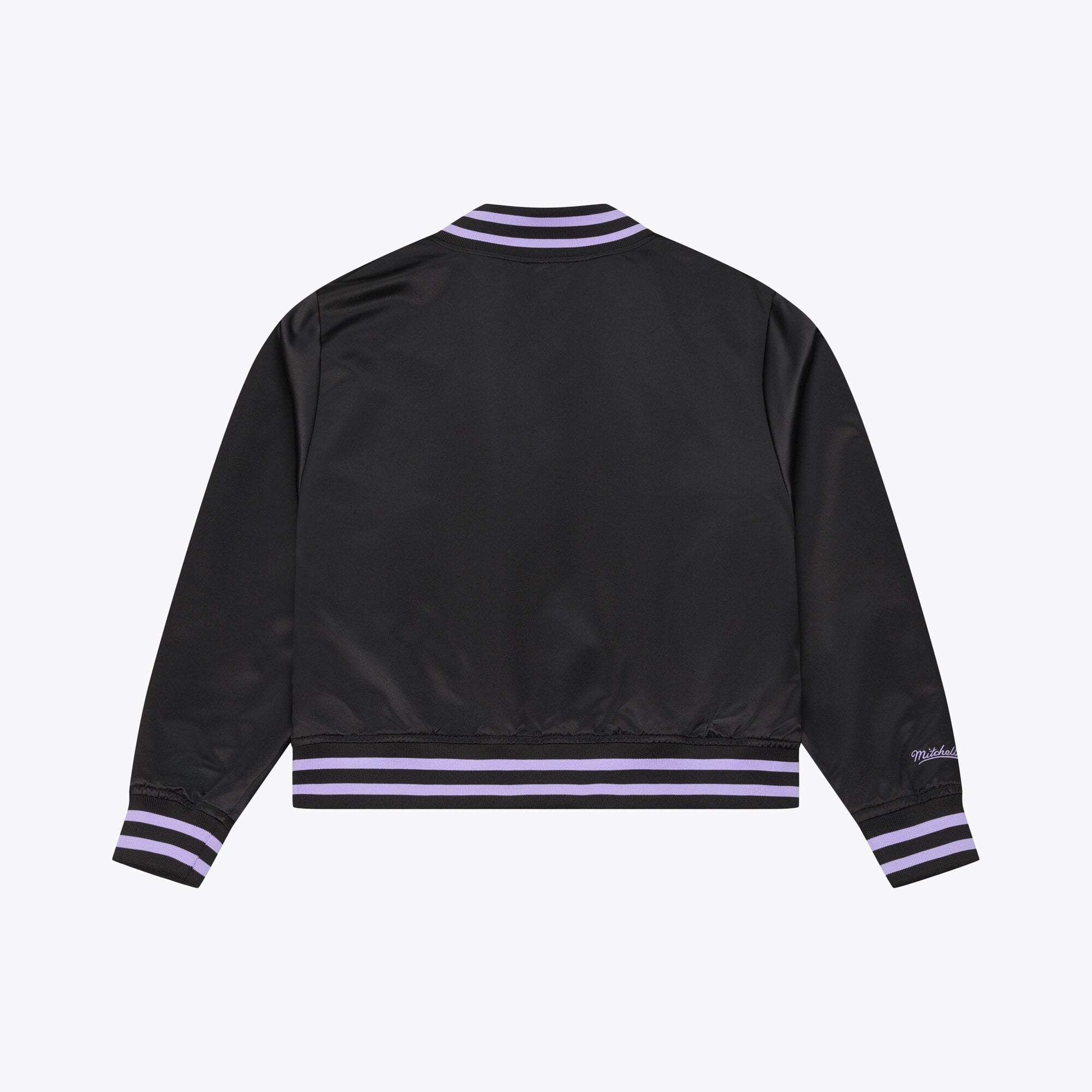 Women's Mitchell & Ness Black Golden State Valkyries Lightweight Cropped Satin Jacket