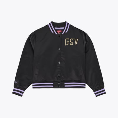  Golden State Valkyries Mitchell & Ness Women's Lightweight Cropped Satin Jacket - Black