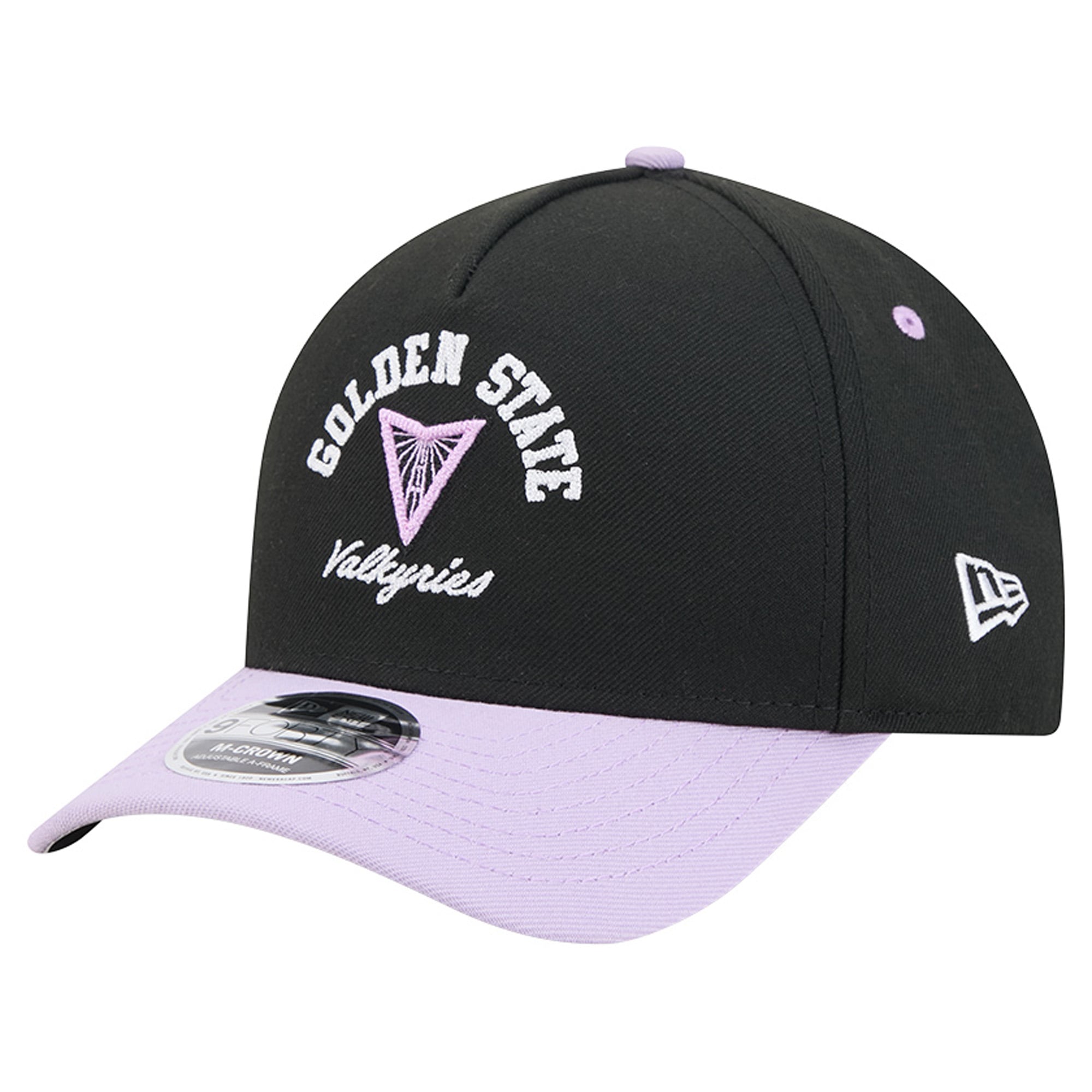 Casquette ajustable New Era Eclipse noire/violette Golden State Valkyries Arch 9FORTY pour femme, modèle A-Frame M-Crown