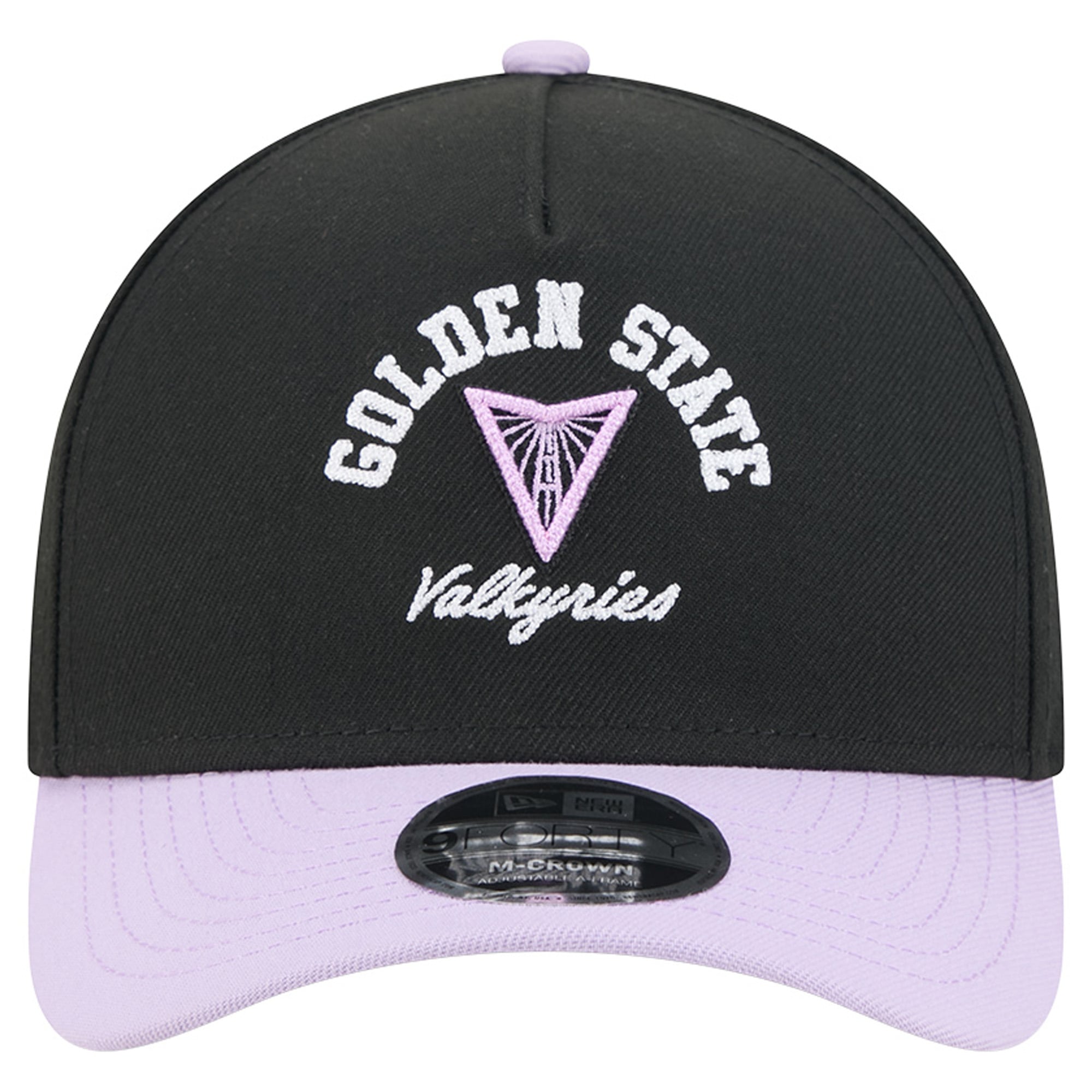 Casquette ajustable New Era Eclipse noire/violette Golden State Valkyries Arch 9FORTY pour femme, modèle A-Frame M-Crown