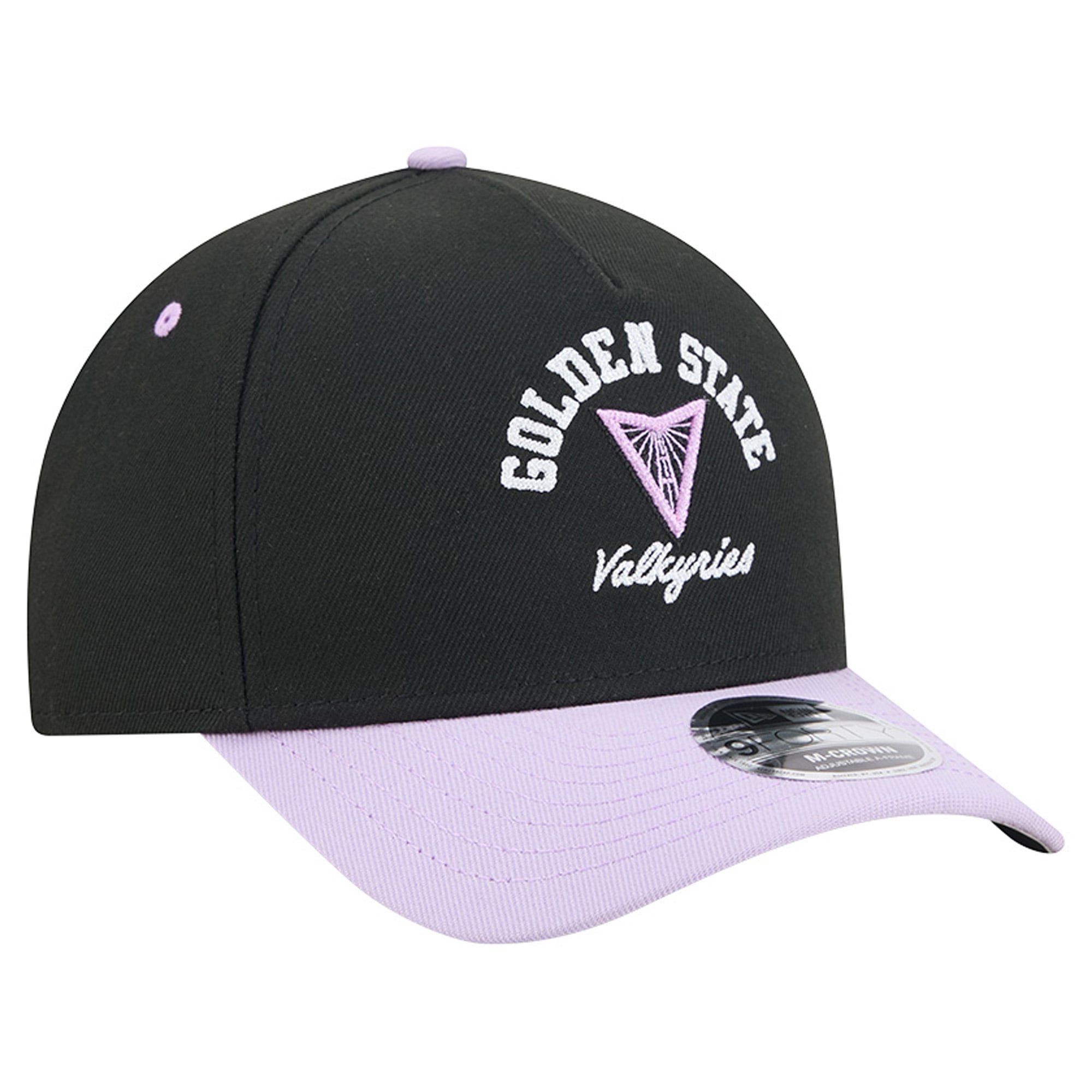 Casquette ajustable New Era Eclipse noire/violette Golden State Valkyries Arch 9FORTY pour femme, modèle A-Frame M-Crown