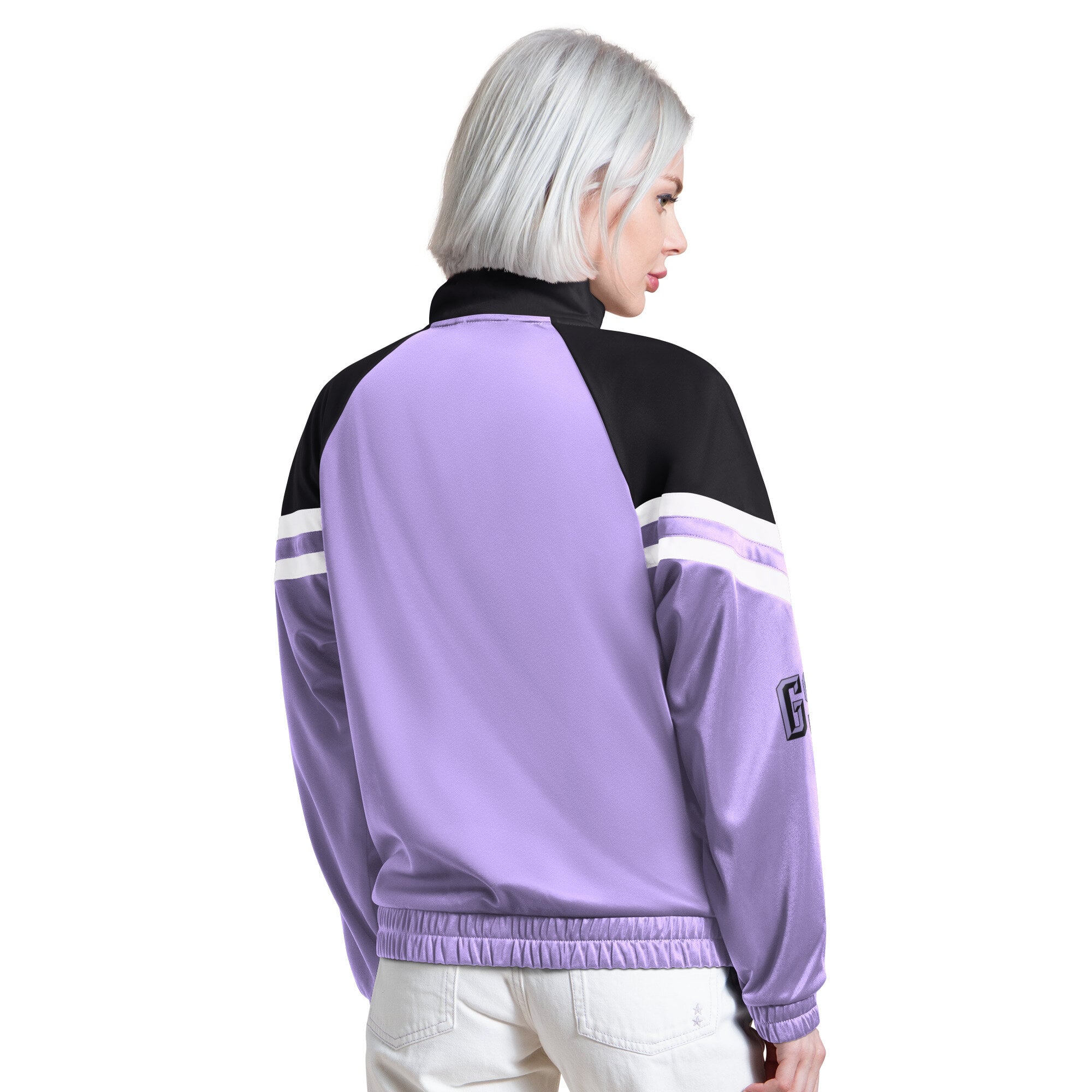 Veste de survêtement raglan zippée intégrale violette pour femme, Starter Golden State Valkyries.