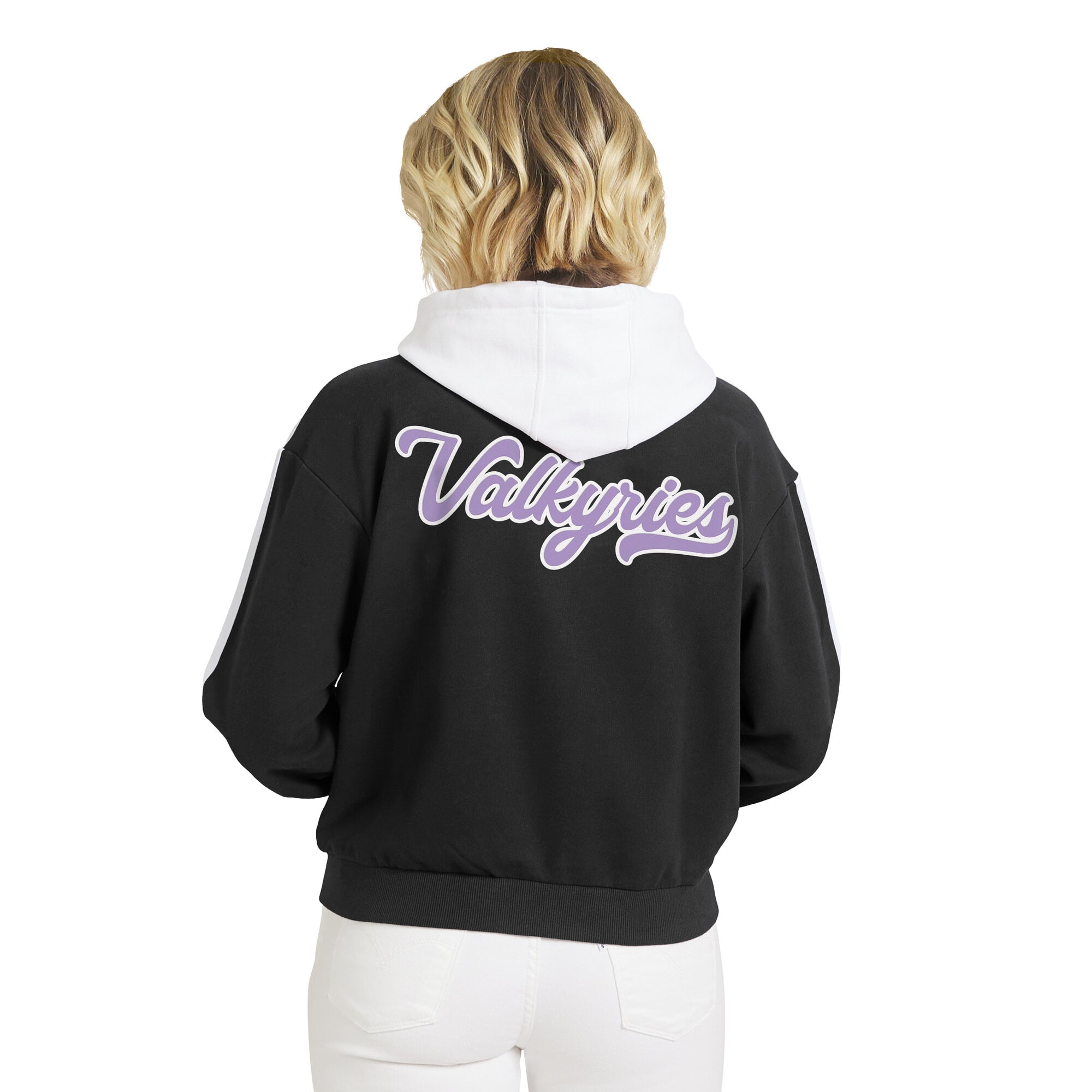 Sweat à capuche zippé noir et blanc Golden State Valkyries de la marque WEAR by Erin Andrews pour femme