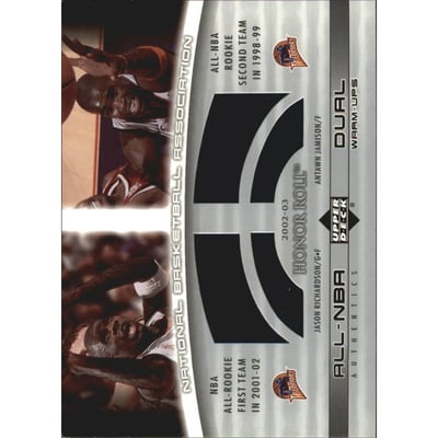 2002-03 Upper Deck Honor Roll Dual Warm-ups #JRAJ Jason Richardson/Antawn Jamison