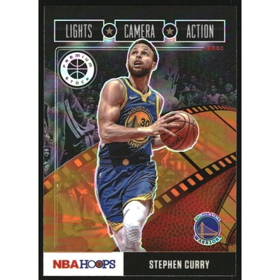 2019-20 Hoops Premium Stock Lights Camera Action Orange #2 Stephen Curry