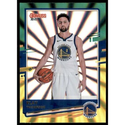 2020-21 Donruss Holo Green and Yellow Laser #32 Klay Thompson