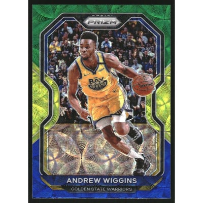 2020-21 Panini Prizm Prizms Choice Blue Yellow and Green #132 Andrew Wiggins
