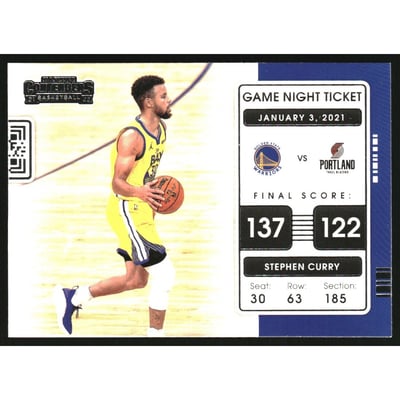 2021-22 Panini Contenders Game Night Ticket #8 Stephen Curry