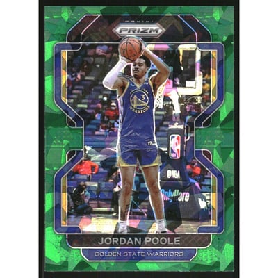 2021-22 Panini Prizm Prizms Green Ice #222 Jordan Poole