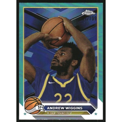 2023-24 Topps Chrome Aqua Refractors #28 Andrew Wiggins