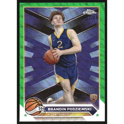 2023-24 Topps Chrome Green Wave Refractors #190 Brandin Podziemski RC /65