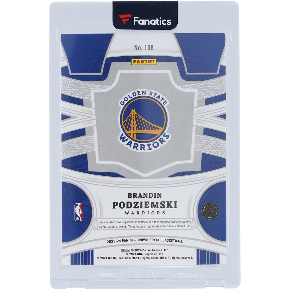 Brandin Podziemski Golden State Warriors Autographed 2023-24 