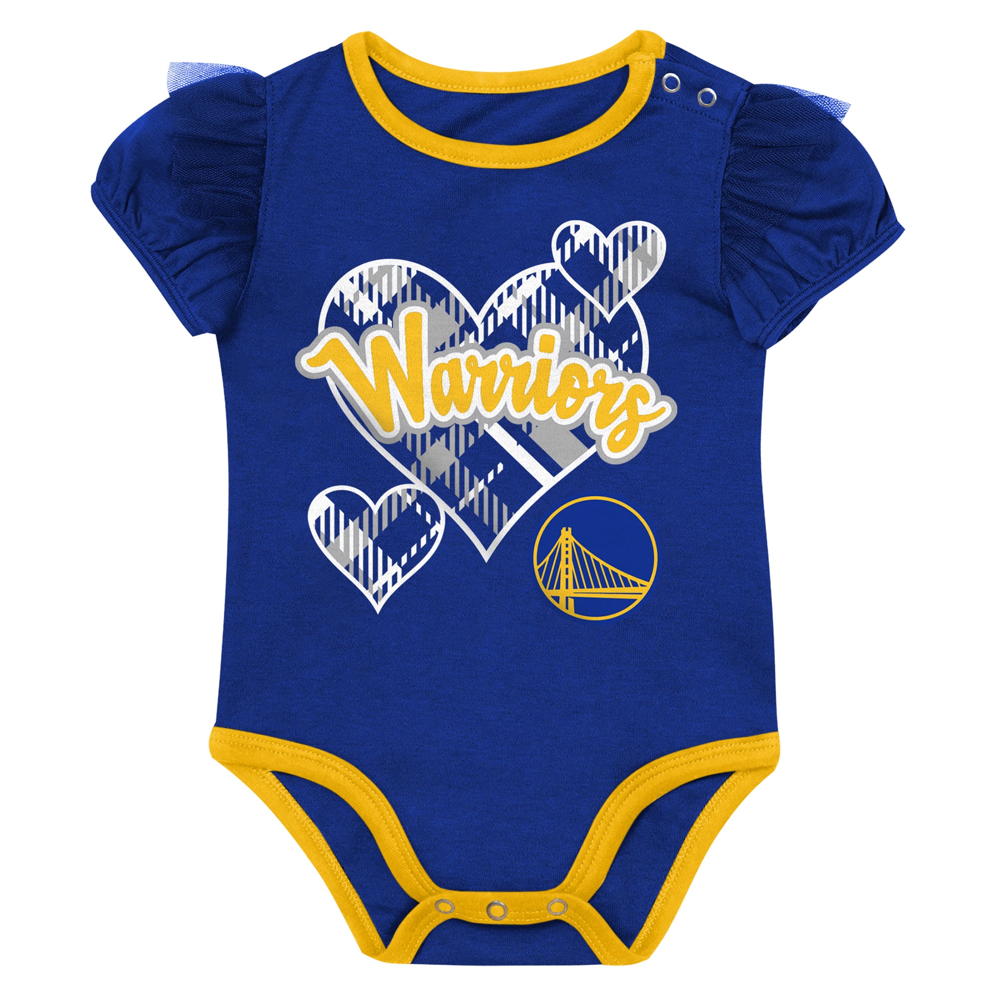 Ensemble body, pantalon et bandeau Outerstuff bleu roi/gris à l'effigie des Golden State Warriors pour bébé fille