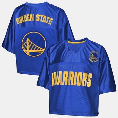 Golden State Warriors Outerstuff Girls Youth Points in Paint Crop V-Neck T-Shirt - Royal
