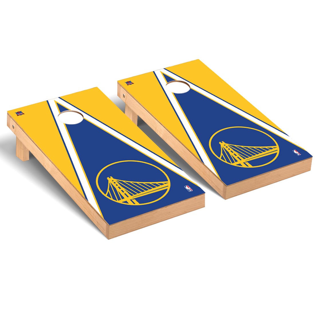 Golden State Warriors 2' x 4' Triangle Museum Cornhole Board Set