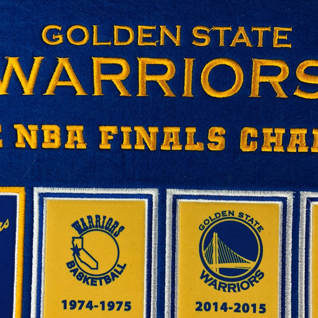 Fanion Officiel Golden State Warriors + Kit Fixation Murale – Bannière 12x30 Pouces, Officiel NBA