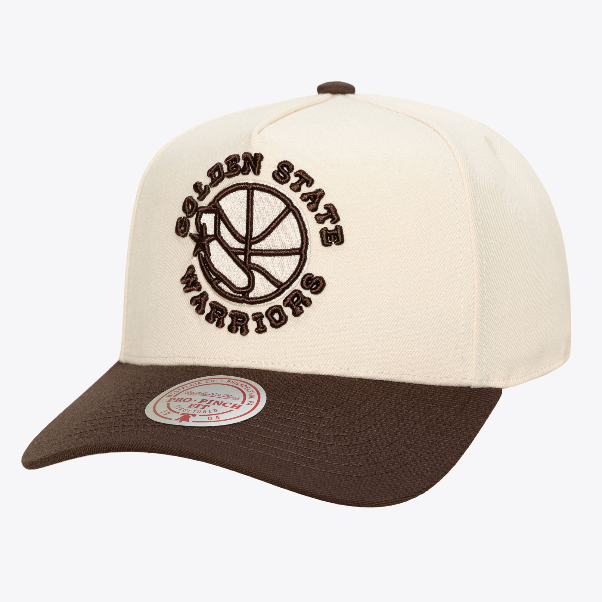 Golden State Warriors Cream & Brown Hardwood Classics Pro Pinch Snapback Hat