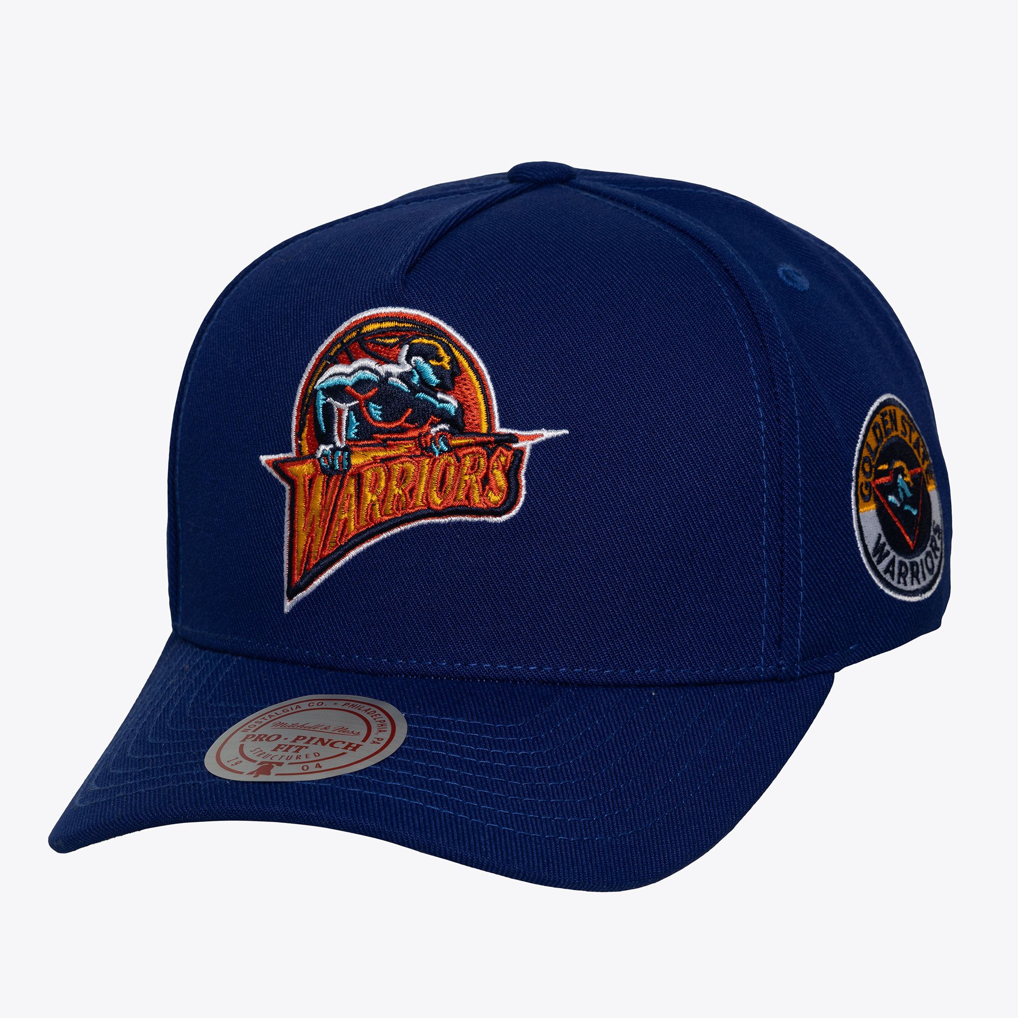 Golden State Warriors Navy Hardwood Classics Double Clutch Pro Pinch Snapback Hat