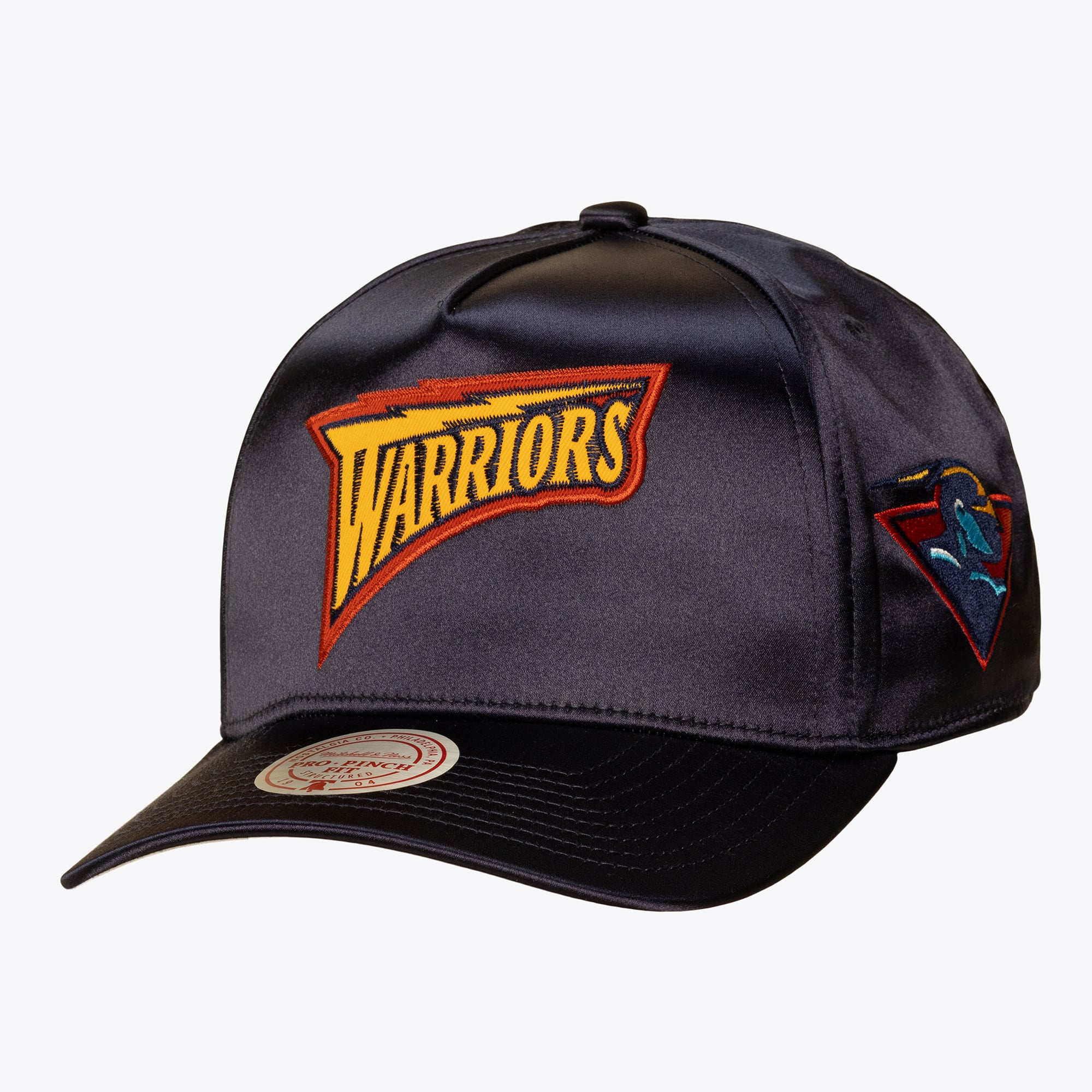 Golden State Warriors Navy Hardwood Classics Zig Zag Satin Pro Pinch Snapback Hat